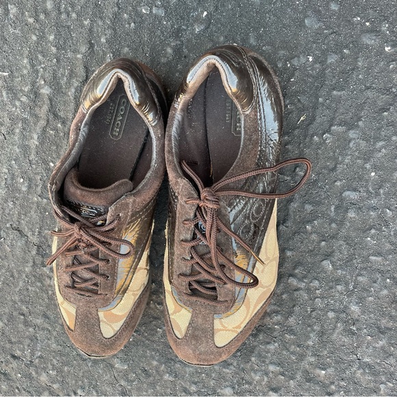 Coach Womens Kodie Oxford Flat Shoes Brown Signature Logo Leather - Picture 4 of 15